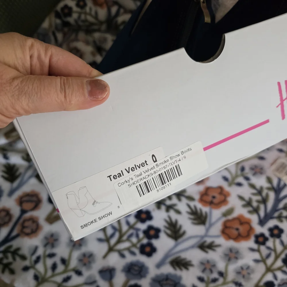 Corkys Smoke Show Teal Blue Velvet Western Block Heel Ankle Boots - Picture 5 of 5